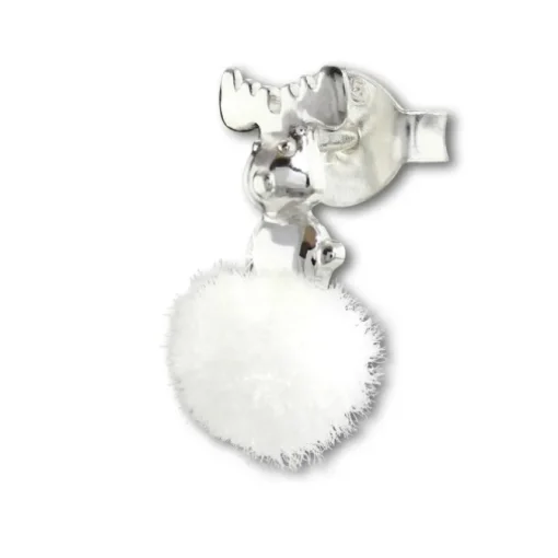 Kinder Ohrring Rentier weiße Puschel Ohrstecker 925 Silber TW SDO8550W