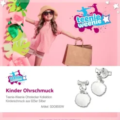 Kinder Ohrring Rentier weiße Puschel Ohrstecker 925 Silber TW SDO8550W