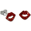Kinder Ohrring Roter Mund 925er Silber Kinderschmuck TW SDO8017R