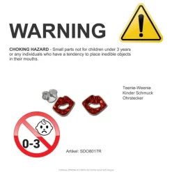 Kinder Ohrring Roter Mund 925er Silber Kinderschmuck TW SDO8017R