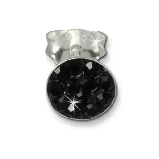 Kinder Ohrring Rund schwarz 925 Ohrstecker Kinderschmuck TW SDO252S