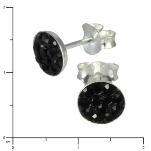 Kinder Ohrring Rund schwarz 925 Ohrstecker Kinderschmuck TW SDO252S