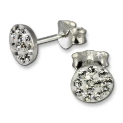 Kinder Ohrring Rund weiß 925 Ohrstecker Kinderschmuck TW SDO252W