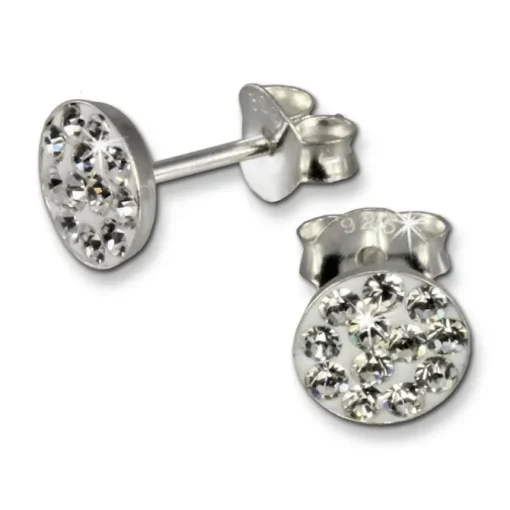 Kinder Ohrring Rund weiß 925 Ohrstecker Kinderschmuck TW SDO252W