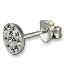 Kinder Ohrring Rund weiß 925 Ohrstecker Kinderschmuck TW SDO252W