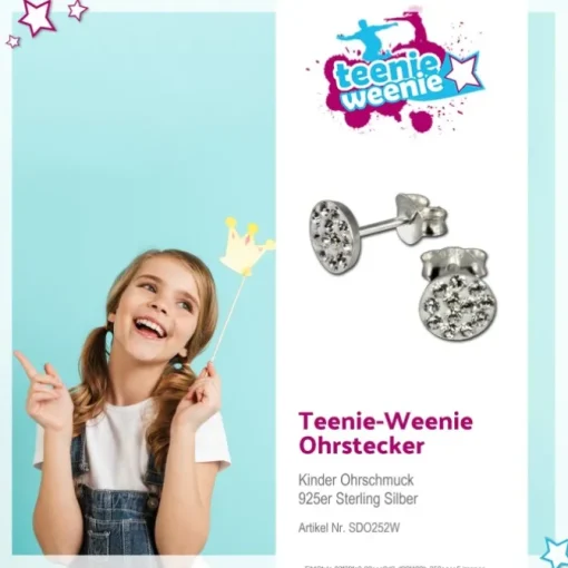 Kinder Ohrring Rund weiß 925 Ohrstecker Kinderschmuck TW SDO252W