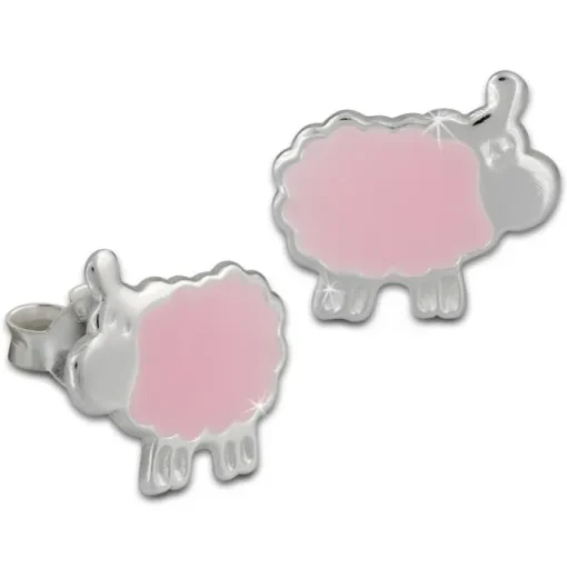 Kinder Ohrring Schäfchen rosa Silber Ohrstecker Kinderschmuck TW SDO8128A