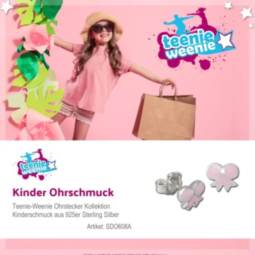 Kinder Ohrring Schleife rosa 925er Ohrstecker Kinderschmuck TW SDO608A