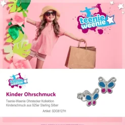 Kinder Ohrring Schmetterling hellblau Ohrstecker 925 Kinderschmuck TW SDO8127H