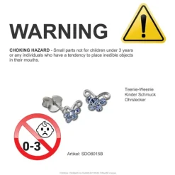 Kinder Ohrring Schmetterling blau Ohrstecker 925 Kinderschmuck TW SDO8015B