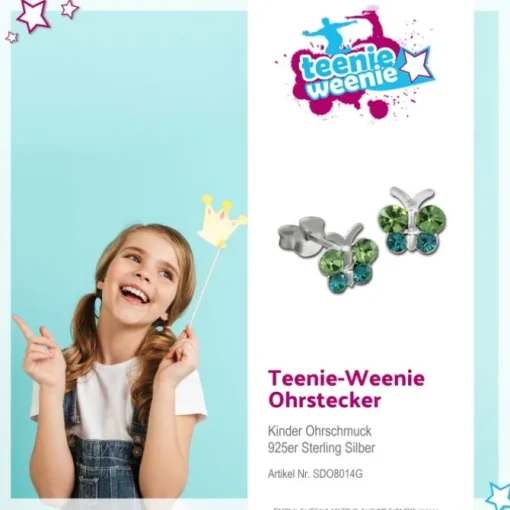 Kinder Ohrring Schmetterling grün Ohrstecker 925 Kinderschmuck TW SDO8014G
