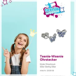 Kinder Ohrring Schmetterling blau Ohrstecker 925 Kinderschmuck TW SDO8015B