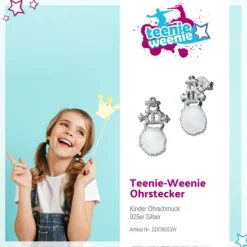 Kinder Ohrring Schneemann Puschel weiß Ohrstecker 925er Silber SDO8553W