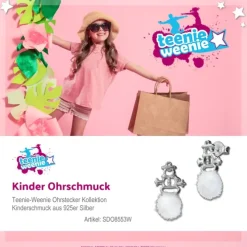 Kinder Ohrring Schneemann Puschel weiß Ohrstecker 925er Silber SDO8553W