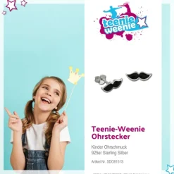 Kinder Ohrring Schnurrbart schwarz Ohrstecker 925 Kinderschmuck TW SDO8151S