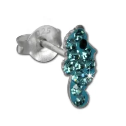 Kinder Ohrring Seepferd türkis 925er Silber Kinderschmuck TW SDO8019T