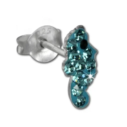 Kinder Ohrring Seepferd türkis 925er Silber Kinderschmuck TW SDO8019T