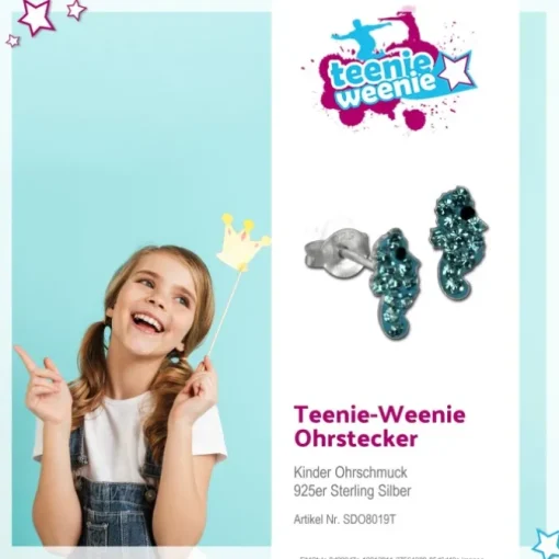Kinder Ohrring Seepferd türkis 925er Silber Kinderschmuck TW SDO8019T