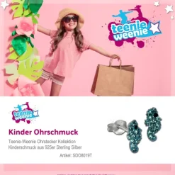 Kinder Ohrring Seepferd türkis 925er Silber Kinderschmuck TW SDO8019T