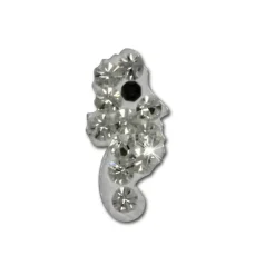 Kinder Ohrring Seepferd weiß 925er Silber Kinderschmuck TW SDO8019W