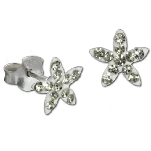 Kinder Ohrring Seestern weiß 925er Silber Kinderschmuck TW SDO8018W