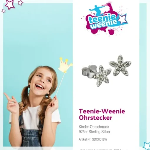 Kinder Ohrring Seestern weiß 925er Silber Kinderschmuck TW SDO8018W