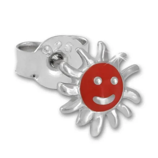 Kinder Ohrring Sonne rot Silber Ohrstecker Kinderschmuck TW SDO201R