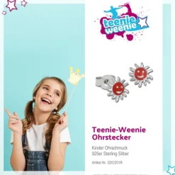 Kinder Ohrring Sonne rot Silber Ohrstecker Kinderschmuck TW SDO201R