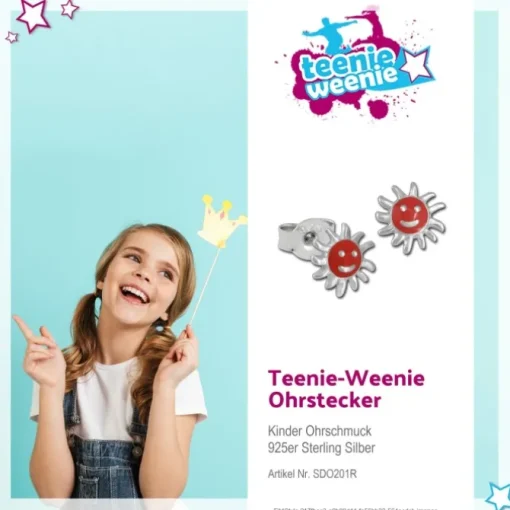 Kinder Ohrring Sonne rot Silber Ohrstecker Kinderschmuck TW SDO201R