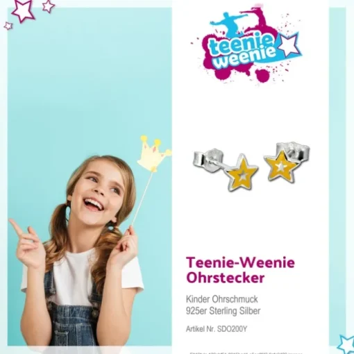 Kinder Ohrring Stern gelb Silber Ohrstecker Kinderschmuck TW SDO200Y