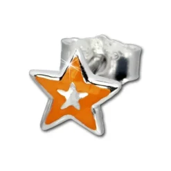 Kinder Ohrring Stern orange Silber Ohrstecker Kinderschmuck TW SDO200O