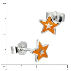Kinder Ohrring Stern orange Silber Ohrstecker Kinderschmuck TW SDO200O