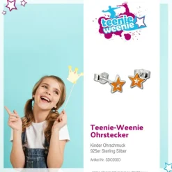 Kinder Ohrring Stern orange Silber Ohrstecker Kinderschmuck TW SDO200O