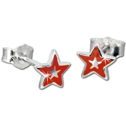 Kinder Ohrring Stern rot Silber Ohrstecker Kinderschmuck TW SDO200R