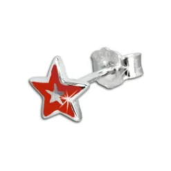 Kinder Ohrring Stern rot Silber Ohrstecker Kinderschmuck TW SDO200R