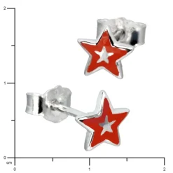Kinder Ohrring Stern rot Silber Ohrstecker Kinderschmuck TW SDO200R