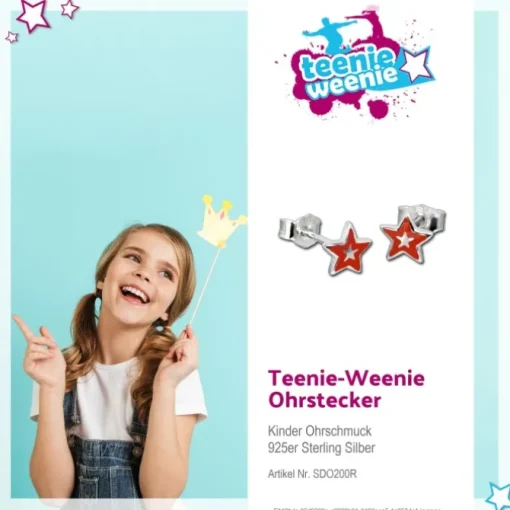 Kinder Ohrring Stern rot Silber Ohrstecker Kinderschmuck TW SDO200R