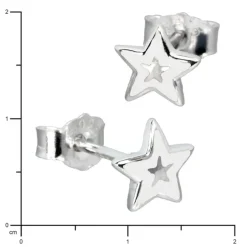Kinder Ohrring Stern weiß Silber Ohrstecker Kinderschmuck TW SDO200W