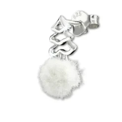 Kinder Ohrring Tannenbaum weiße Puschel Ohrstecker 925 Silber SDO8554W