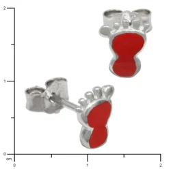Kinder Ohrring Tapsen rot Silber Ohrstecker Kinderschmuck TW SDO202R