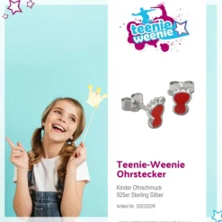 Kinder Ohrring Tapsen rot Silber Ohrstecker Kinderschmuck TW SDO202R