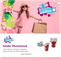 Kinder Ohrring Tapsen rot Silber Ohrstecker Kinderschmuck TW SDO202R