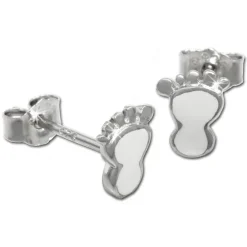 Kinder Ohrring Tapsen weiß Silber Ohrstecker Kinderschmuck TW SDO202W