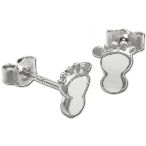 Kinder Ohrring Tapsen weiß Silber Ohrstecker Kinderschmuck TW SDO202W
