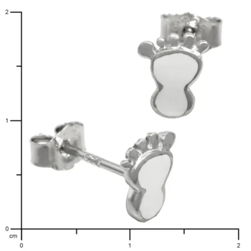 Kinder Ohrring Tapsen weiß Silber Ohrstecker Kinderschmuck TW SDO202W