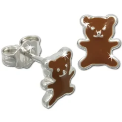 Kinder Ohrring Teddy braun Silber Ohrstecker Kinderschmuck TW SDO610N