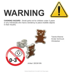 Kinder Ohrring Teddy braun Silber Ohrstecker Kinderschmuck TW SDO610N