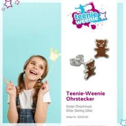 Kinder Ohrring Teddy braun Silber Ohrstecker Kinderschmuck TW SDO610N