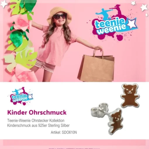 Kinder Ohrring Teddy braun Silber Ohrstecker Kinderschmuck TW SDO610N