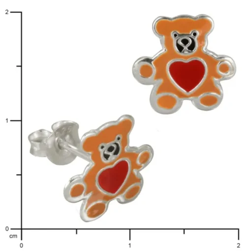 Kinder Ohrring Teddy braun Silber Ohrstecker Kinderschmuck TW SDO8104N